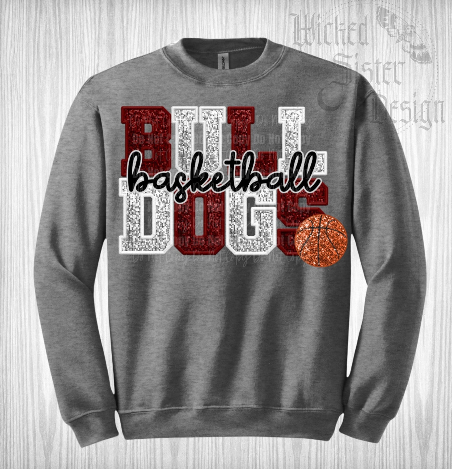 Faux Sequin Bulldogs Basketball