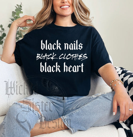 Black Nails Black Clothes Black Heart